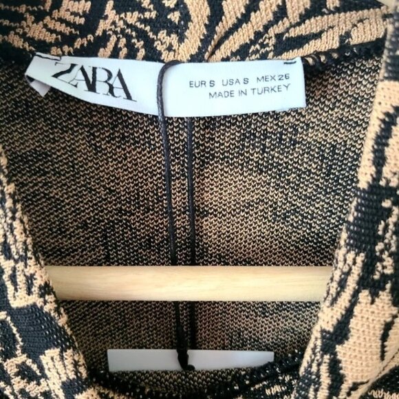ZARA Bodycon Jacquard Dress Black & Gold Size Small NWT - Picture 7 of 7
